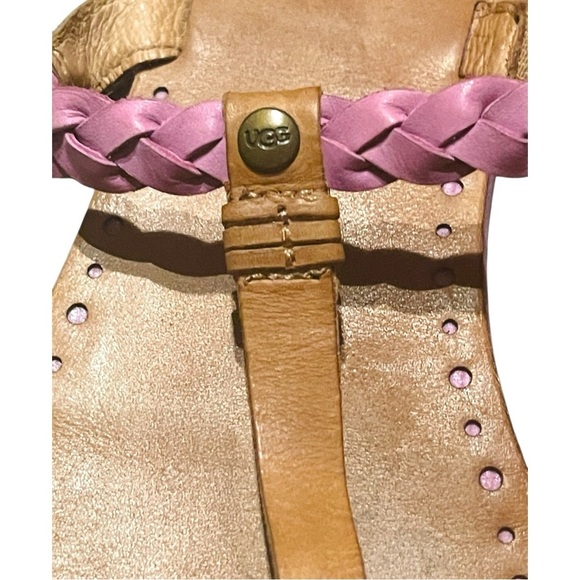 UGG Red and Tan Braided Sandals Size 9 - Picture 5 of 11